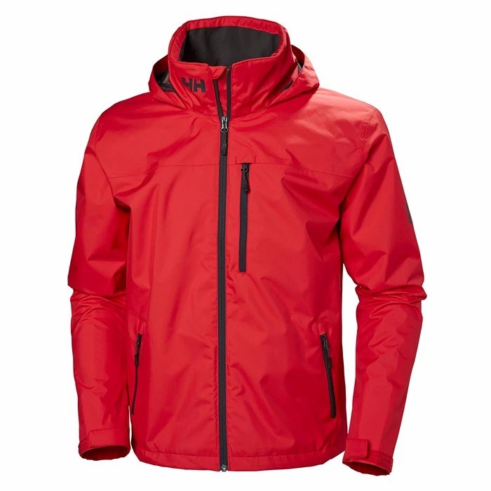 Men\'s Helly Hansen Crew Hooded Sailing Jackets Red | 406-EGKVLW