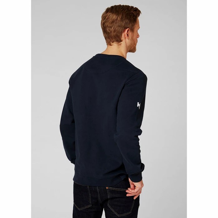 Men's Helly Hansen Crew Sweatshirts Navy | 091-XNUZAB