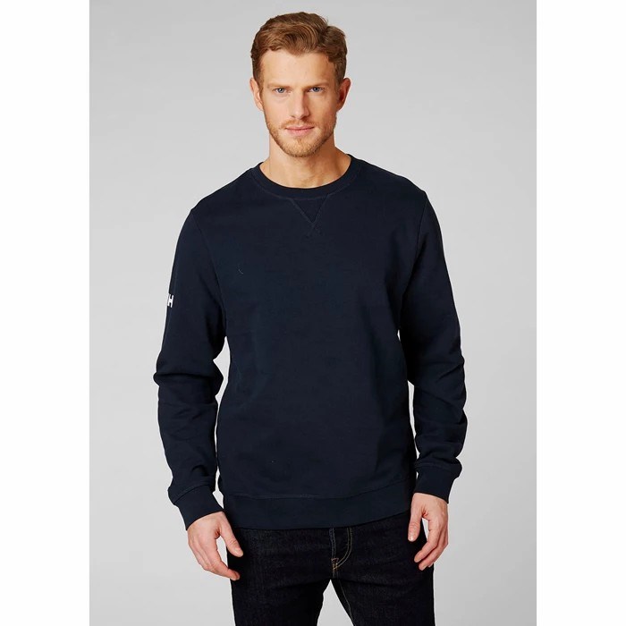 Men's Helly Hansen Crew Sweatshirts Navy | 091-XNUZAB