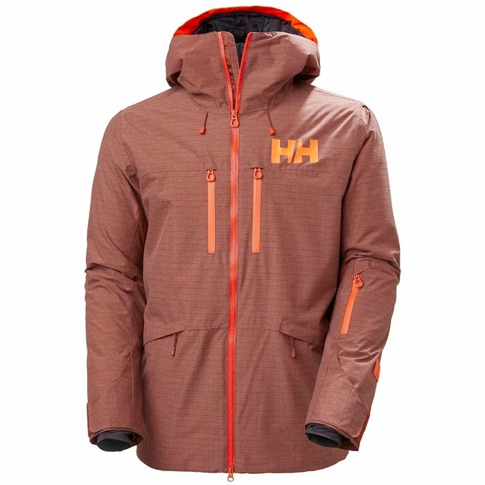 Men\'s Helly Hansen Garibaldi 2.0 Ski Jackets Brown / Red | 593-LXFKCA