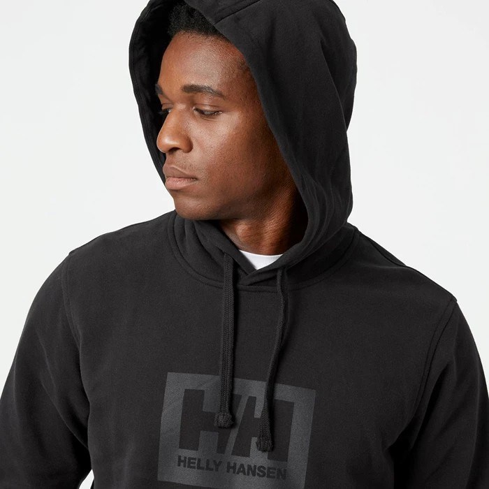 Men's Helly Hansen Hh Boxhooded Sweatshirts Black | 538-SCGEXZ