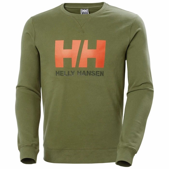 Men\'s Helly Hansen Hh Logo Crew Sweat Sweatshirts Green | 053-YEQZVU