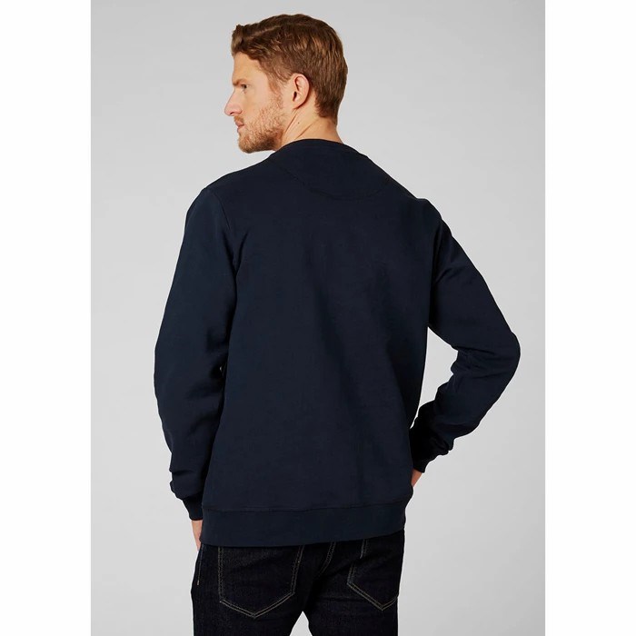 Men's Helly Hansen Hh Logo Crew Sweat Sweatshirts Navy | 394-MXHYIE