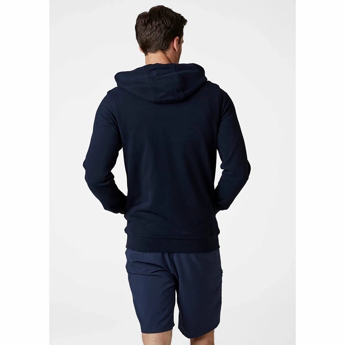 Men's Helly Hansen Hh Logo Full Zip Up Hooded Sweatshirts Navy | 084-AOMDSN