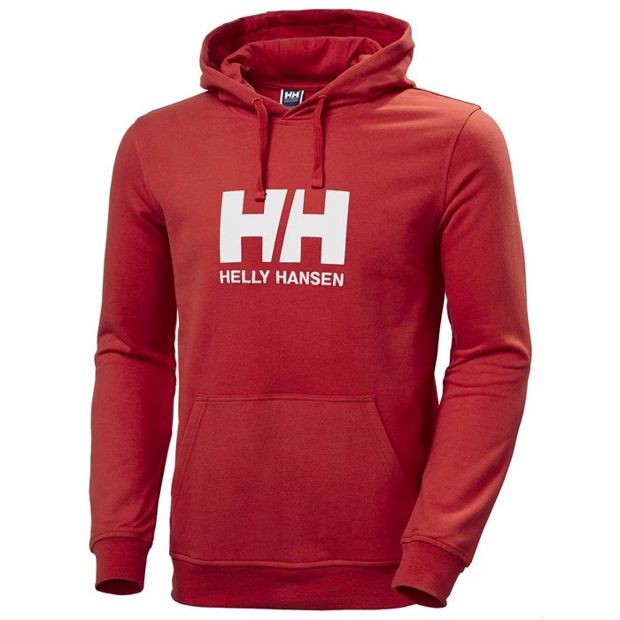 Men\'s Helly Hansen Hh Logo Hooded Sweatshirts Red | 623-MSEVZR