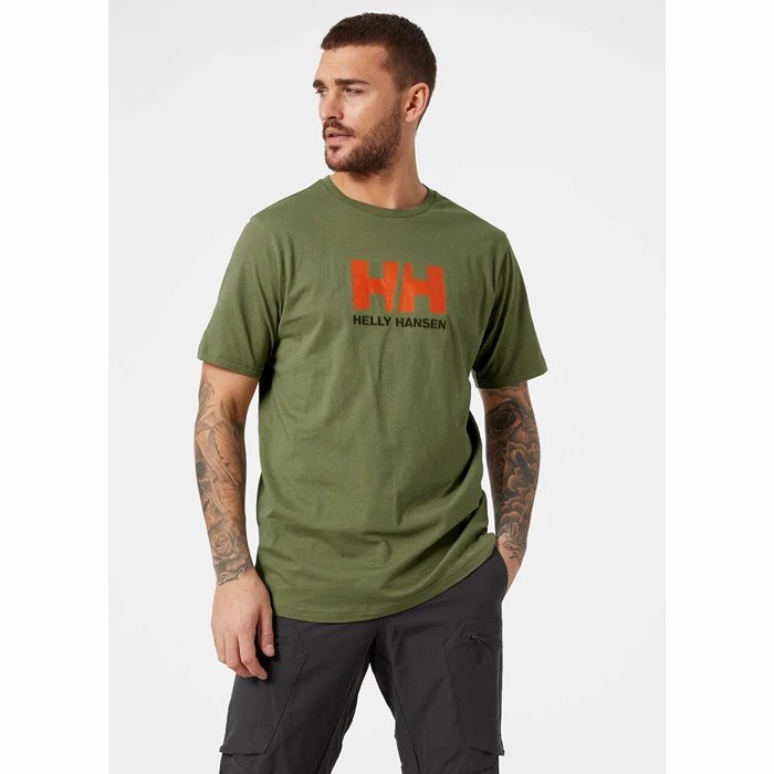 Men's Helly Hansen Hh Logo T Shirts Green | 465-FASJPO