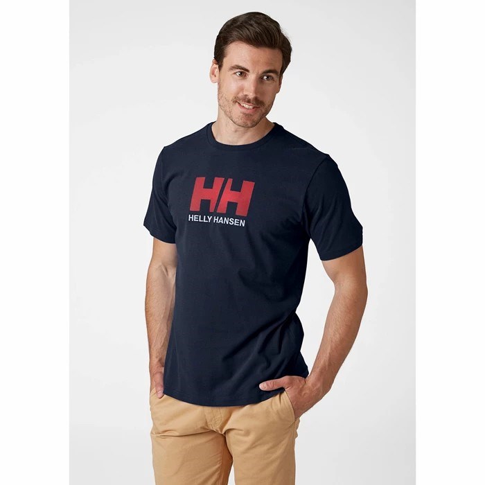 Men's Helly Hansen Hh Logo T Shirts Navy | 173-VLQMBE