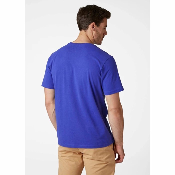 Men's Helly Hansen Hh Logo T Shirts Royal Blue | 378-MKTOUF