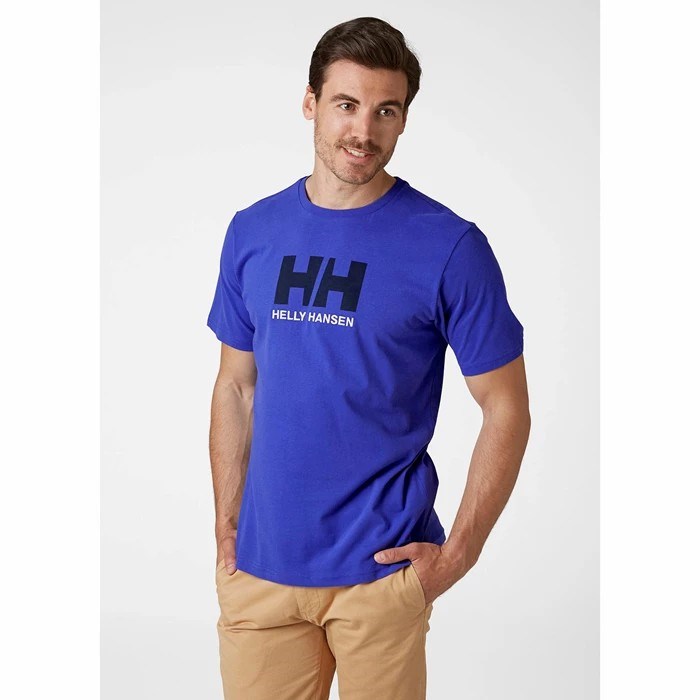 Men's Helly Hansen Hh Logo T Shirts Royal Blue | 378-MKTOUF