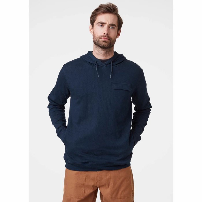 Men's Helly Hansen Hyggen Hooded Sweatshirts Navy | 396-QXBJEA