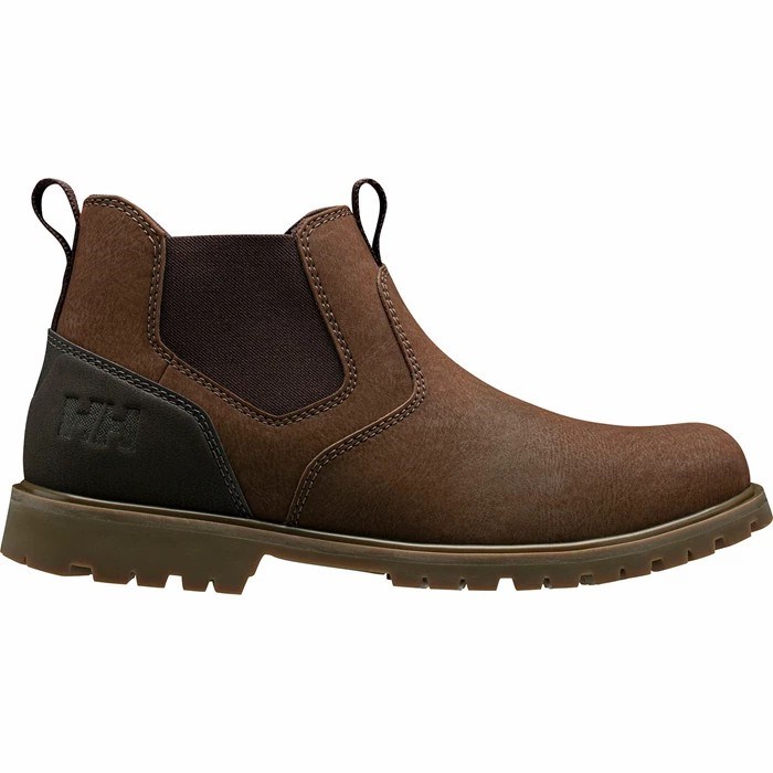 Men's Helly Hansen Keystone Chelsea Primaloft Work Boots Brown / Black | 319-HUBMNK