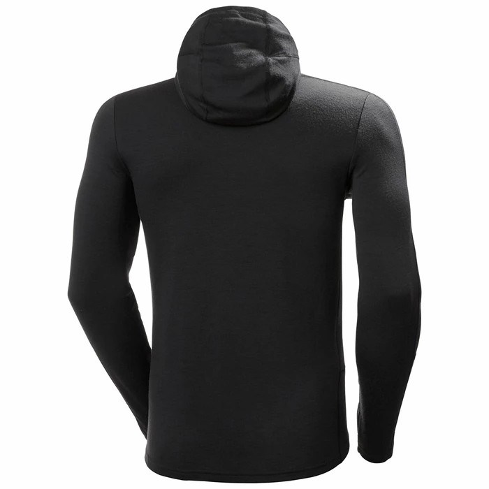 Men's Helly Hansen Lifa Merino Lightweight Hooded Sweatshirts Black | 285-GURNDX