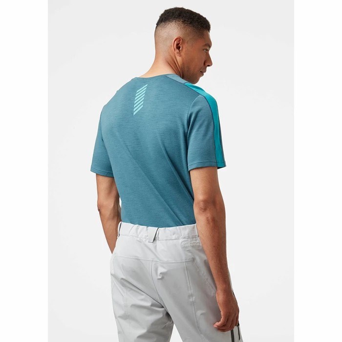 Men's Helly Hansen Lifa Merino Lightweight T Shirts Turquoise | 384-UJEVAG