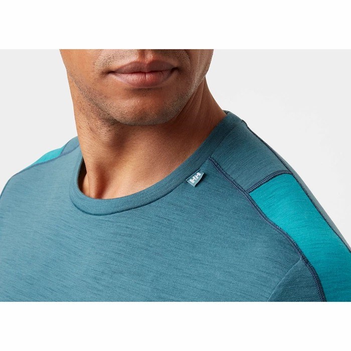 Men's Helly Hansen Lifa Merino Lightweight T Shirts Turquoise | 384-UJEVAG