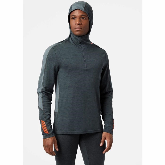 Men's Helly Hansen Lifa Merino Lightweight Hooded Sweatshirts Grey | 790-SQMGLI