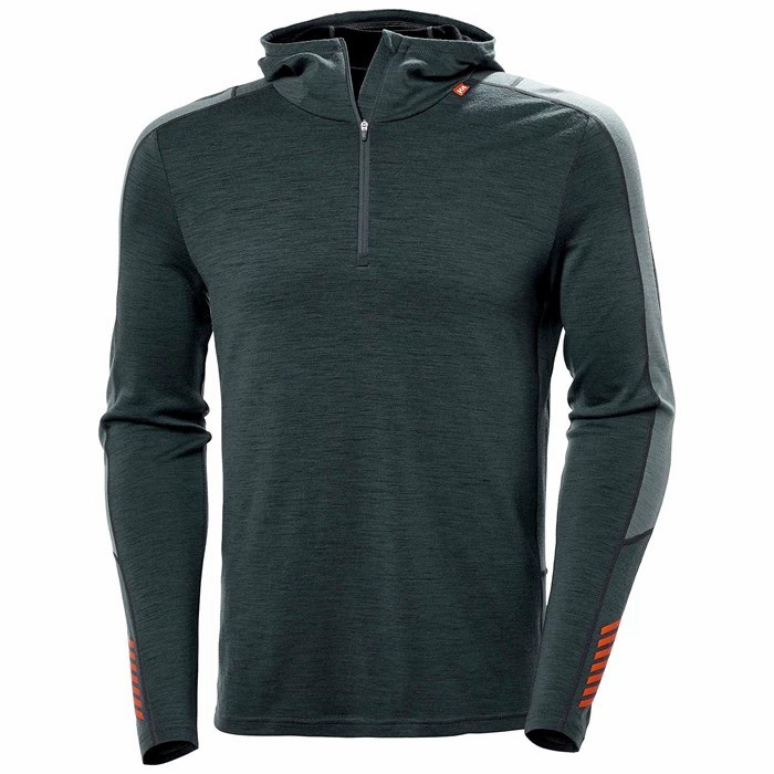 Men\'s Helly Hansen Lifa Merino Lightweight Hooded Sweatshirts Grey | 790-SQMGLI