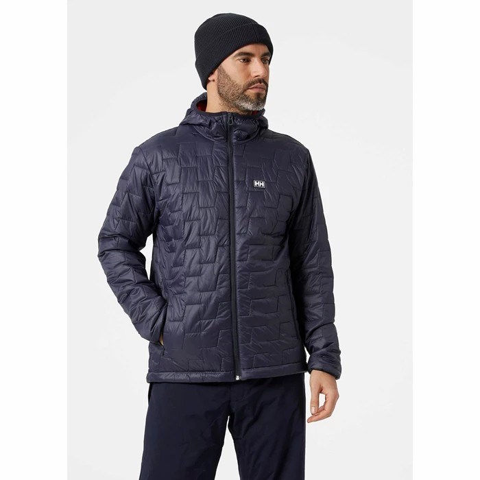 Men's Helly Hansen Lifaloft Hooded Casual Jackets Navy | 938-BJGARF