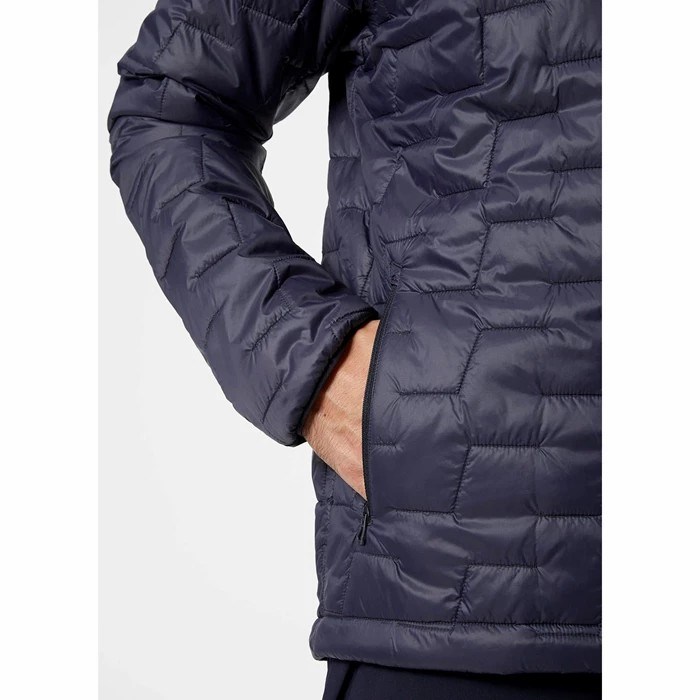 Men's Helly Hansen Lifaloft Hooded Casual Jackets Navy | 938-BJGARF