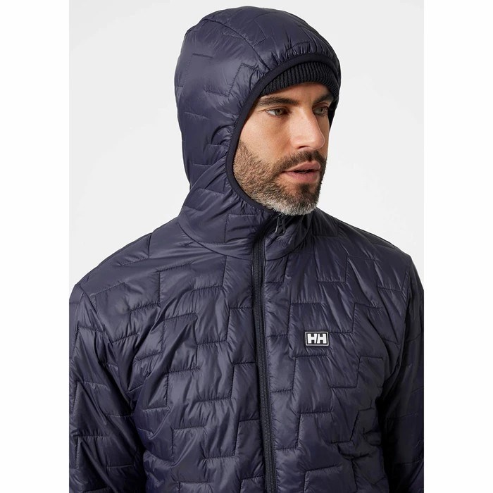 Men's Helly Hansen Lifaloft Hooded Casual Jackets Navy | 938-BJGARF