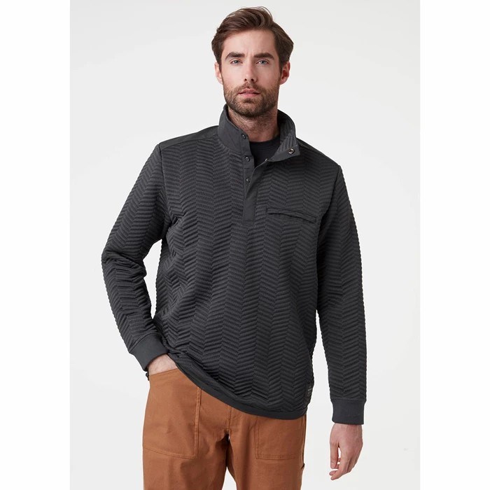 Men's Helly Hansen Lillo Snap Pullover Sweaters Grey | 103-EKNXMD