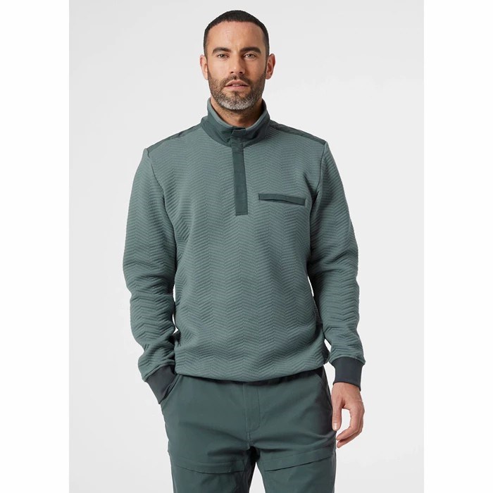 Men's Helly Hansen Lillo Snap Pullover Sweaters Grey | 815-YZVTNJ