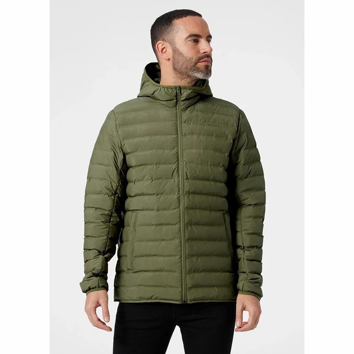 Men's Helly Hansen Mono Material Hooded Insulated Jackets Green | 826-MEJYTV