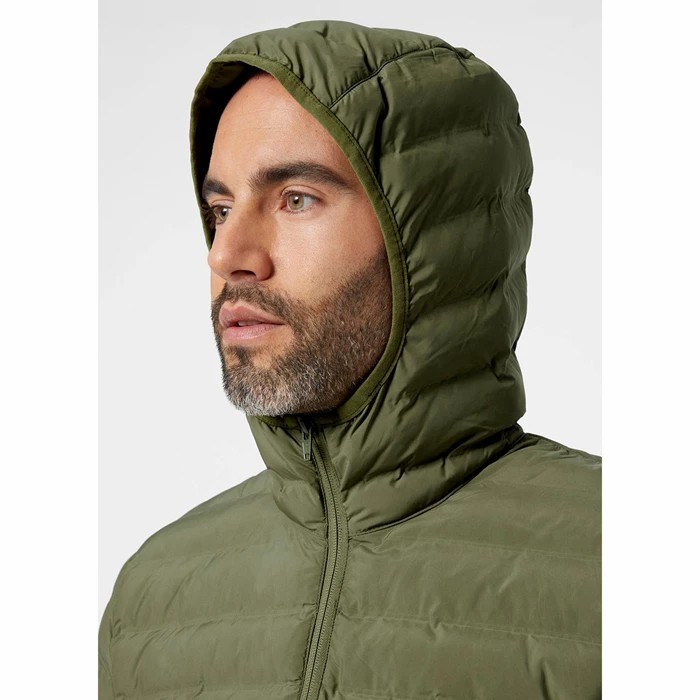 Men's Helly Hansen Mono Material Hooded Insulated Jackets Green | 826-MEJYTV