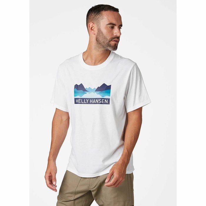 Men's Helly Hansen Nord Graphic T Shirts White | 789-RAWNIT