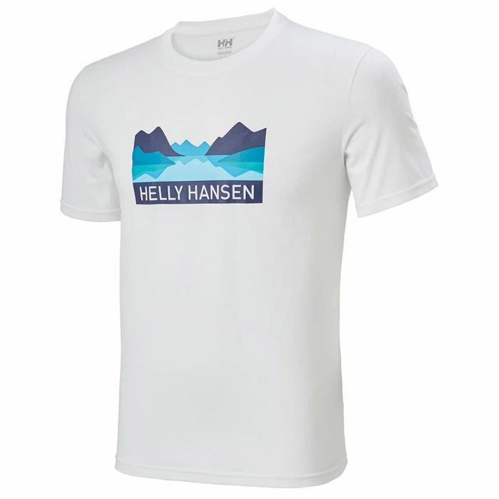 Men\'s Helly Hansen Nord Graphic T Shirts White | 789-RAWNIT