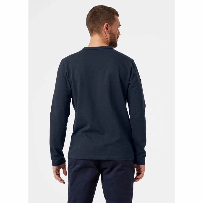 Men's Helly Hansen North Sea Long Sleeve T Shirts Navy | 180-RLHNZV