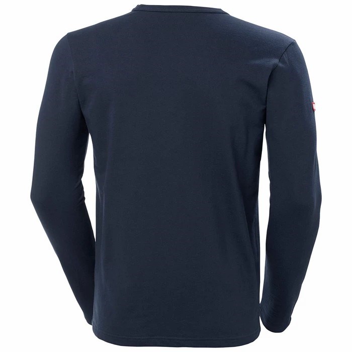 Men's Helly Hansen North Sea Long Sleeve T Shirts Navy | 180-RLHNZV