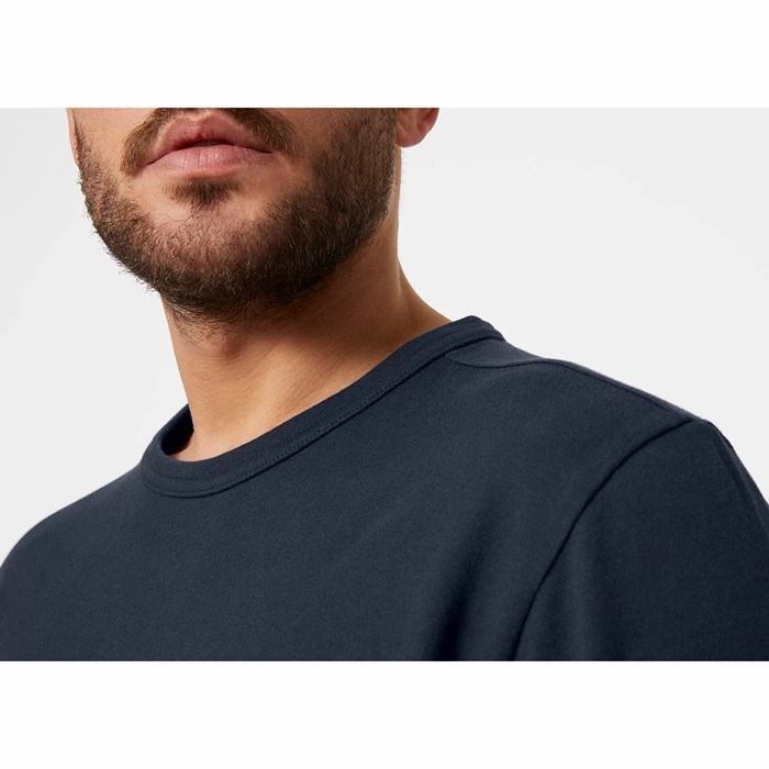 Men's Helly Hansen North Sea Long Sleeve T Shirts Navy | 180-RLHNZV