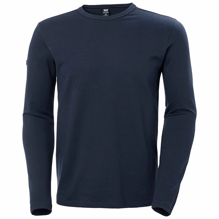 Men\'s Helly Hansen North Sea Long Sleeve T Shirts Navy | 180-RLHNZV