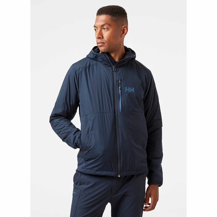 Men's Helly Hansen Odin Stretch Hooded Light Outdoor Jackets Navy | 169-UEZPJO