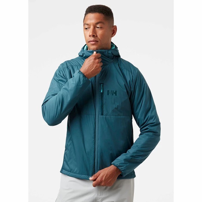 Men's Helly Hansen Odin Stretch Hooded Light Outdoor Jackets Turquoise | 375-TNGPRA