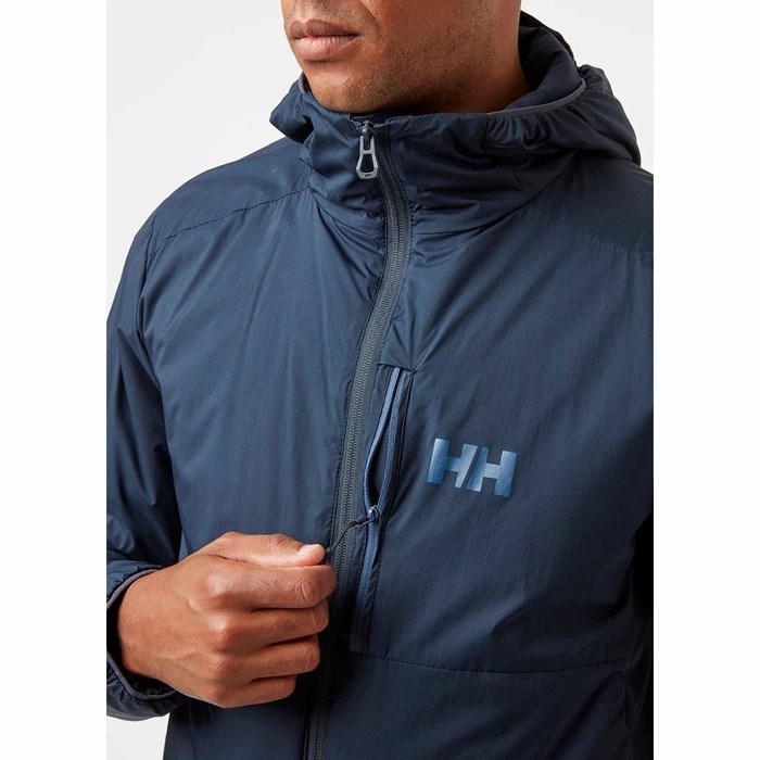 Men's Helly Hansen Odin Stretch Hooded Light Midlayer Jackets Navy | 642-ABCUZI