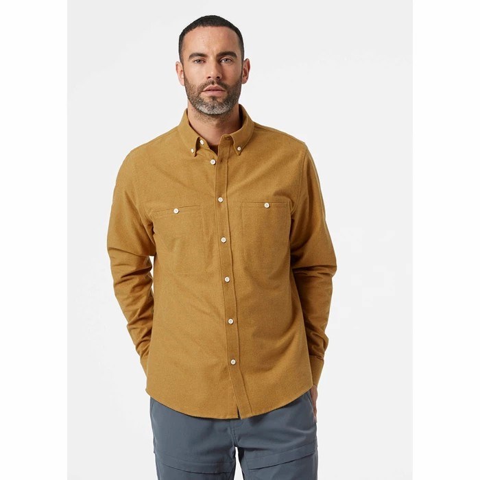 Men's Helly Hansen Organic Cotton Flannel Shirts Brown | 201-FSAILR