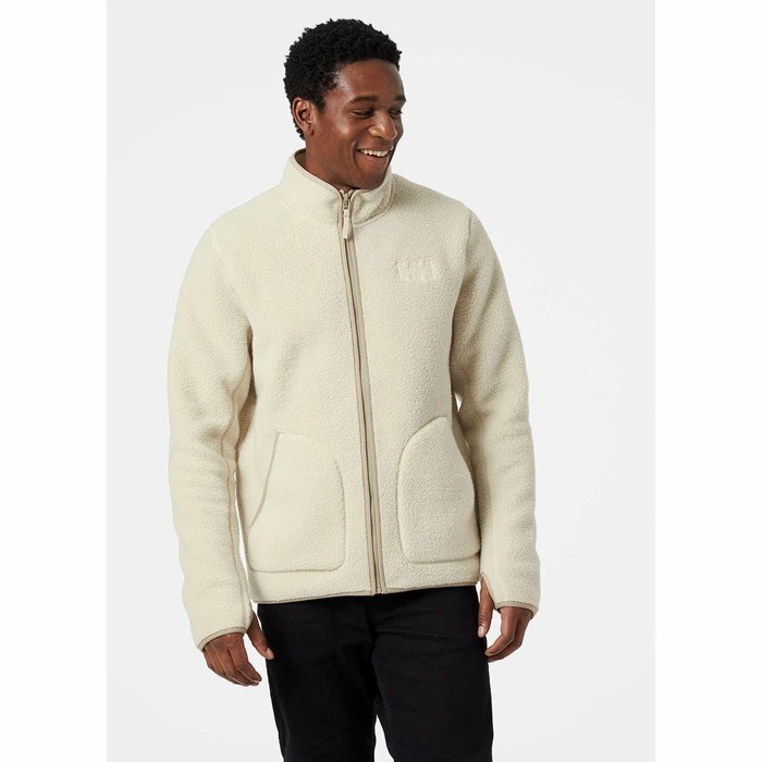 Men's Helly Hansen Panorama Pile Fleece Sweaters Grey / White | 876-XAFEKU