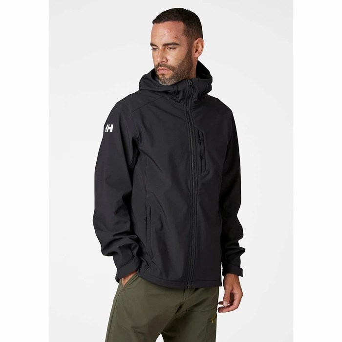 Men's Helly Hansen Paramount Hooded Soft Hiking Jackets Black | 123-BKGCME