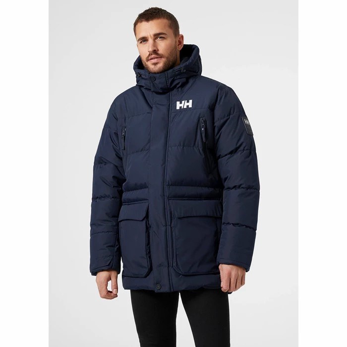 Men's Helly Hansen Reine Puffy Winter Jackets Navy | 872-OAFRIY