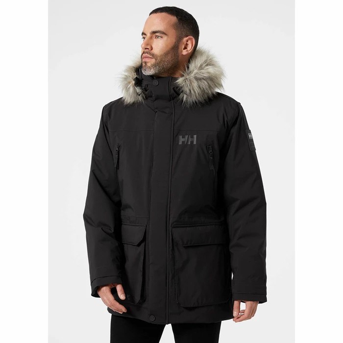 Men's Helly Hansen Reine Winter Jackets Black | 906-HDFWBN