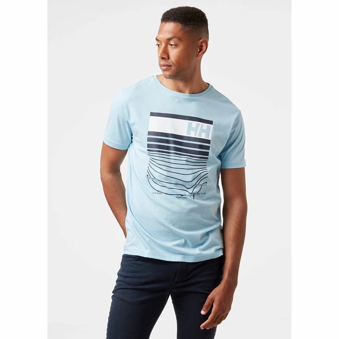 Men's Helly Hansen Shoreline T Shirts Blue | 013-OWKPMJ