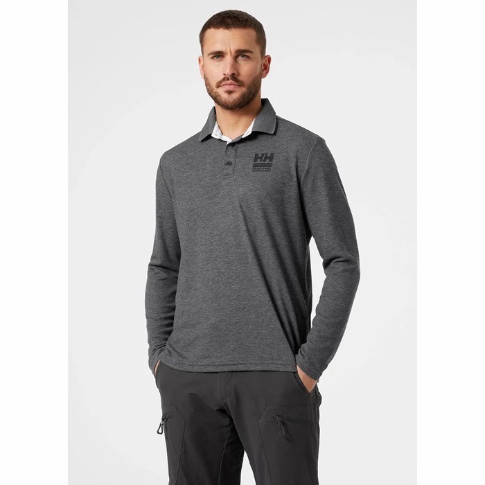 Men's Helly Hansen Skagen Quickdry Rugger Polo Shirts Grey | 753-KUTJSO