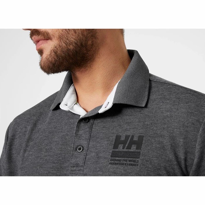 Men's Helly Hansen Skagen Quickdry Rugger Polo Shirts Grey | 753-KUTJSO