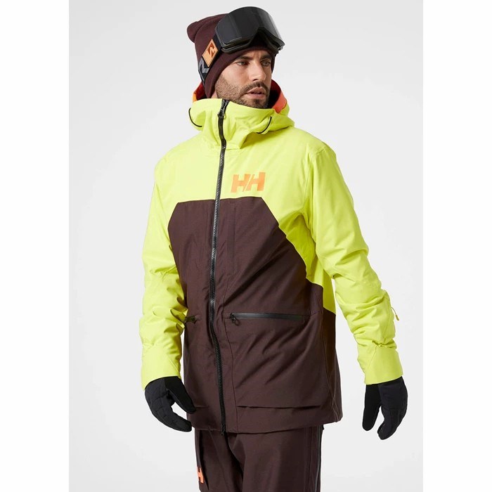 Men's Helly Hansen Straightline Lifaloft 2.0 Ski Jackets Grey / Brown | 087-GFZVNH