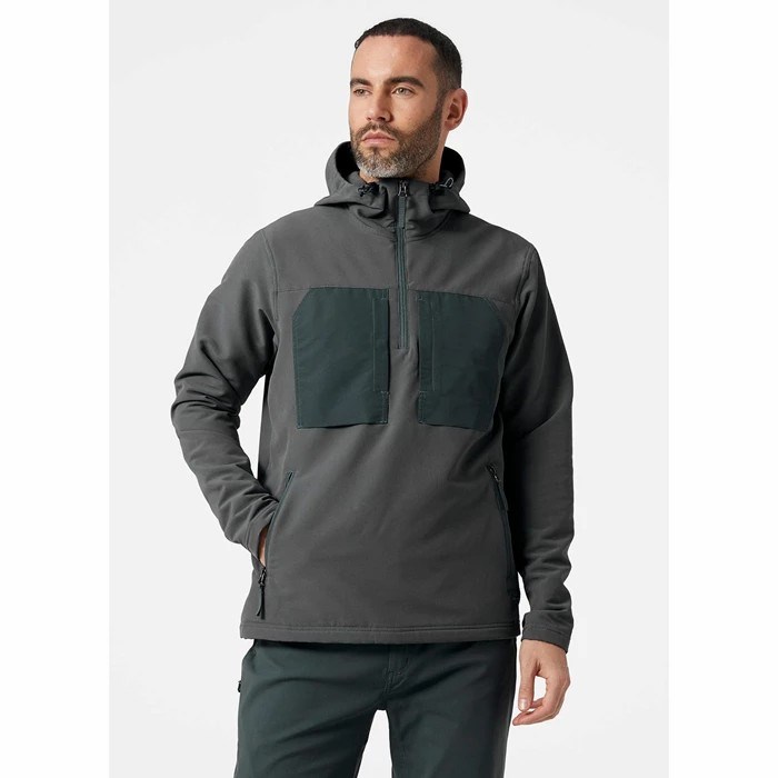 Men's Helly Hansen Valdres Shield Pullover Fleece Sweaters Grey | 680-EBMWZT