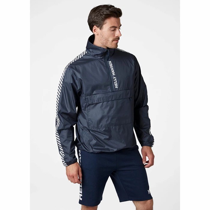 Men's Helly Hansen Vector Packable Wind Anorak Casual Jackets Navy | 420-LNXEVH