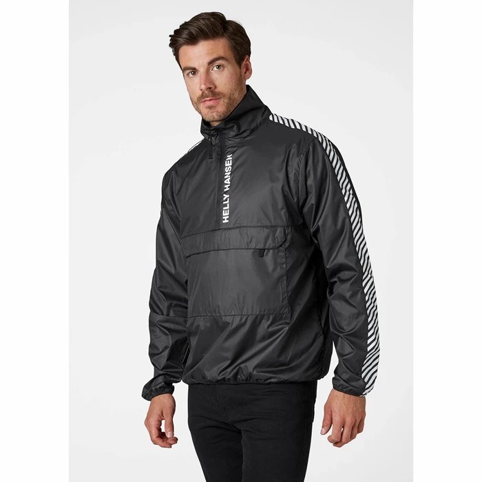 Men's Helly Hansen Vector Packable Wind Anorak Casual Jackets Black | 861-DBAQWM