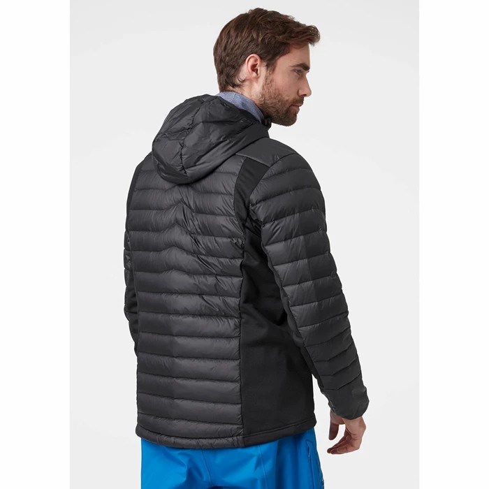 Men's Helly Hansen Verglas Hooded Hybrid Puffer Jackets Black | 602-HQVSYM