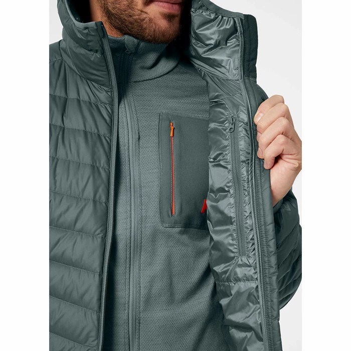 Men's Helly Hansen Verglas Hooded Midlayer Jackets Grey | 369-EXSBZQ